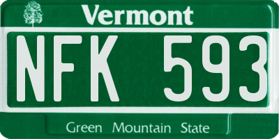 VT license plate NFK593