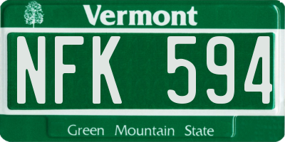 VT license plate NFK594