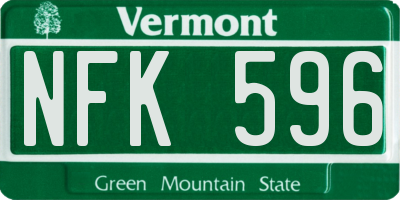 VT license plate NFK596