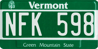 VT license plate NFK598