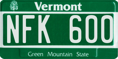 VT license plate NFK600