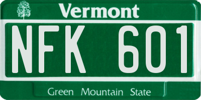 VT license plate NFK601