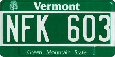 VT license plate NFK603