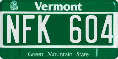VT license plate NFK604