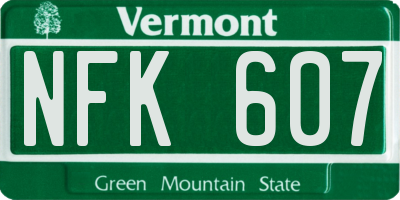 VT license plate NFK607