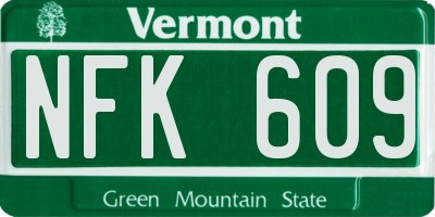 VT license plate NFK609
