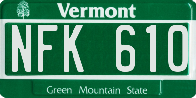 VT license plate NFK610