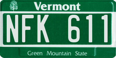 VT license plate NFK611