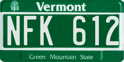 VT license plate NFK612