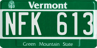 VT license plate NFK613