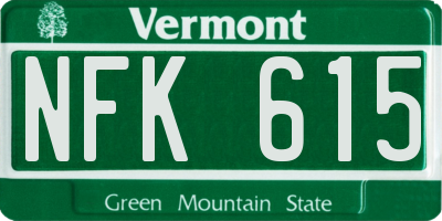 VT license plate NFK615