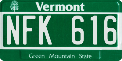 VT license plate NFK616