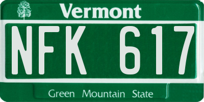 VT license plate NFK617