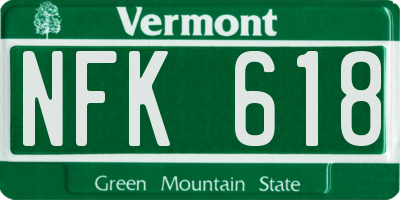 VT license plate NFK618