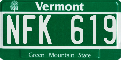 VT license plate NFK619