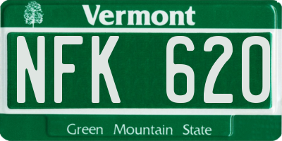 VT license plate NFK620