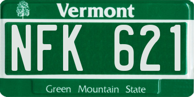 VT license plate NFK621