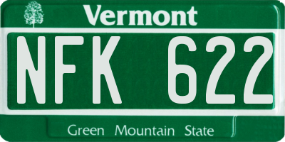VT license plate NFK622
