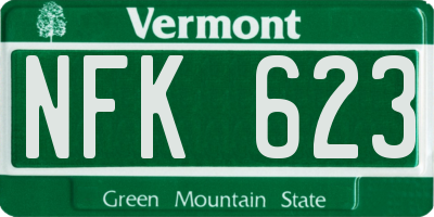 VT license plate NFK623