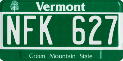 VT license plate NFK627