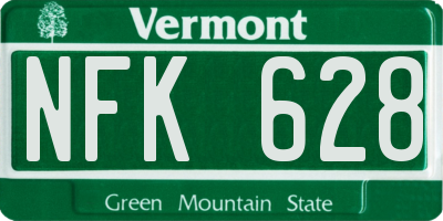 VT license plate NFK628