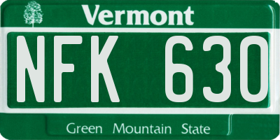 VT license plate NFK630