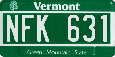 VT license plate NFK631