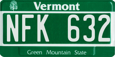 VT license plate NFK632