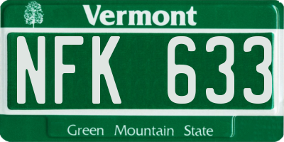 VT license plate NFK633