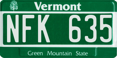 VT license plate NFK635