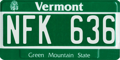 VT license plate NFK636