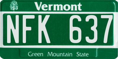 VT license plate NFK637