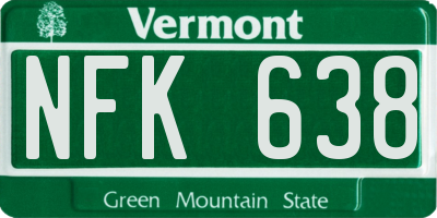 VT license plate NFK638