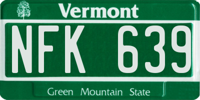 VT license plate NFK639