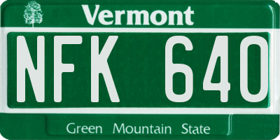 VT license plate NFK640