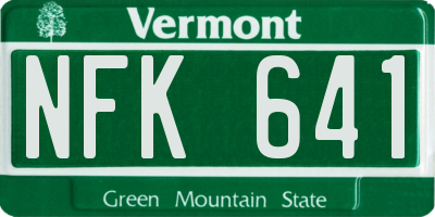 VT license plate NFK641
