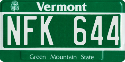 VT license plate NFK644