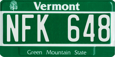 VT license plate NFK648