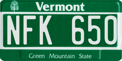 VT license plate NFK650