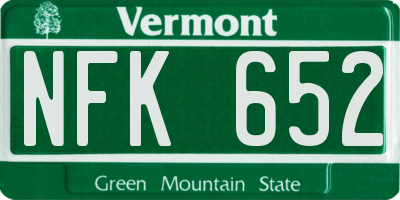 VT license plate NFK652