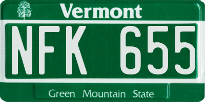 VT license plate NFK655