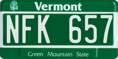 VT license plate NFK657