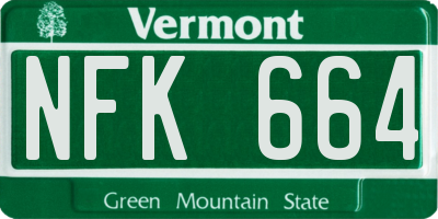 VT license plate NFK664