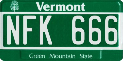 VT license plate NFK666