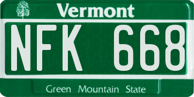 VT license plate NFK668