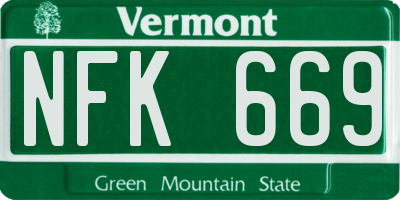 VT license plate NFK669