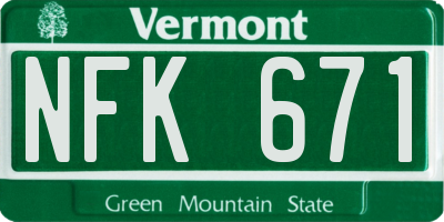 VT license plate NFK671