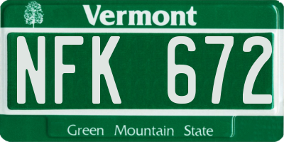 VT license plate NFK672