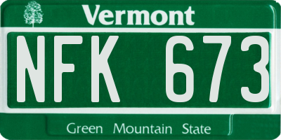 VT license plate NFK673