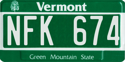 VT license plate NFK674